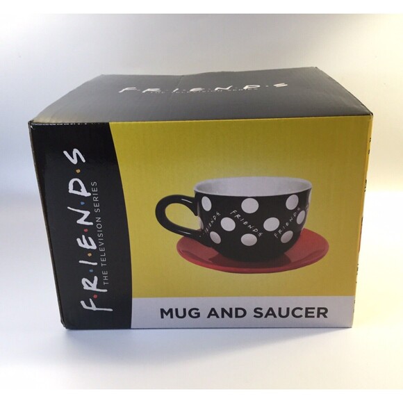 FRIENDS TV Show Mug And Saucer Culturefly Exclusive Monica Chandler Central Perk - Picture 1 of 4